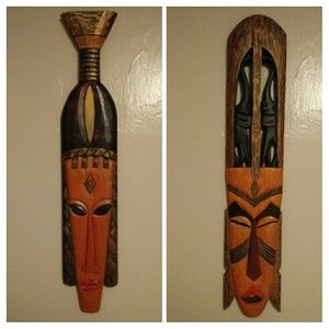 African face carved wall hangings